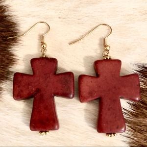 New Brown Cross Earrings